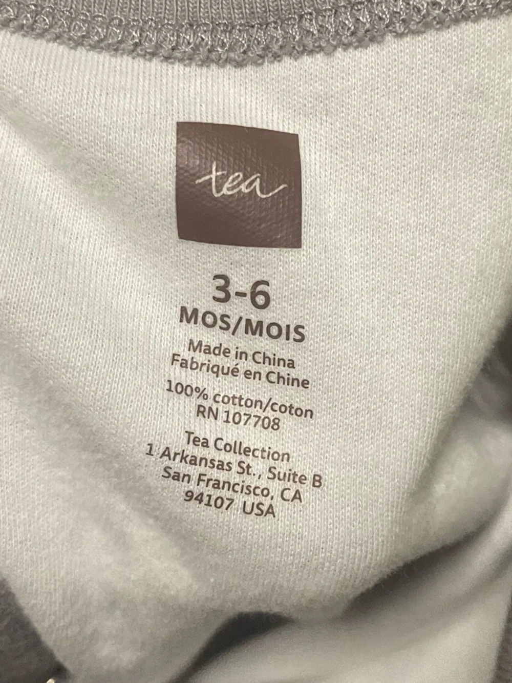 Tea Collection Gray & White Bunny Romper - 3-6 Months